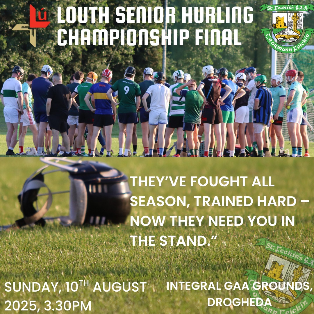 St Fechins GAA (@stfechins) on Twitter photo ๐ FINAL TIME! ๐
This is it! Letโs pack the stands, bring the noise, and show our players that weโre behind them 100%! Wear your colors. Bring your voices. BE THERE
#upthefechins #hurling
๐ Integral GAA Grounds
๐
Sunday 3.30pm
๐๏ธ member.clubspot.app/club/louth-gaaโฆ
(U16's go free) ๐ FINAL TIME! ๐
This is it! Letโs pack the stands, bring the noise, and show our players that weโre behind them 100%! Wear your colors. Bring your voices. BE THERE
#upthefechins #hurling
๐ Integral GAA Grounds
๐
Sunday 3.30pm
๐๏ธ member.clubspot.app/club/louth-gaaโฆ
(U16's go free)