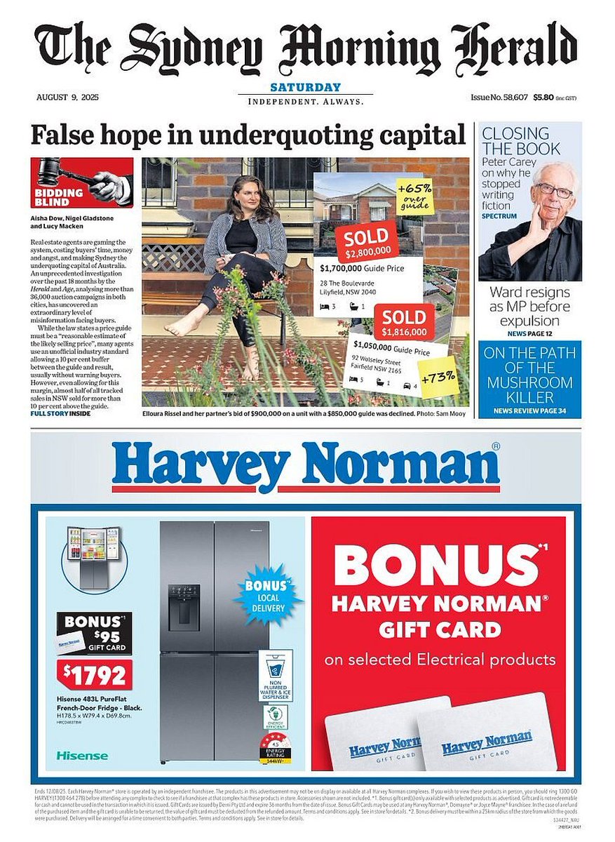 ๐ต๐๐๐๐ ๐ฟ๐๐๐๐ ๐๐๐๐๐ข ๐ฐ (@ukpapers) on Twitter photo ๐ฆ๐บ False Hope In Underquoting Capital
โซAlmost half the time, Sydney property buyers are wasting their time pursuing places they can't afford, an exclusive data mining project reveals
โซ<a href="/aishamae/">Aisha Dow</a> <a href="/Lucy_Macken/">Lucy Macken</a> & Nigel Gladstone
#frontpagestoday #Australia <a href="/smh/">The Sydney Morning Herald</a> ๐ฆ๐บ False Hope In Underquoting Capital
โซAlmost half the time, Sydney property buyers are wasting their time pursuing places they can't afford, an exclusive data mining project reveals
โซ<a href="/aishamae/">Aisha Dow</a> <a href="/Lucy_Macken/">Lucy Macken</a> & Nigel Gladstone
#frontpagestoday #Australia <a href="/smh/">The Sydney Morning Herald</a>