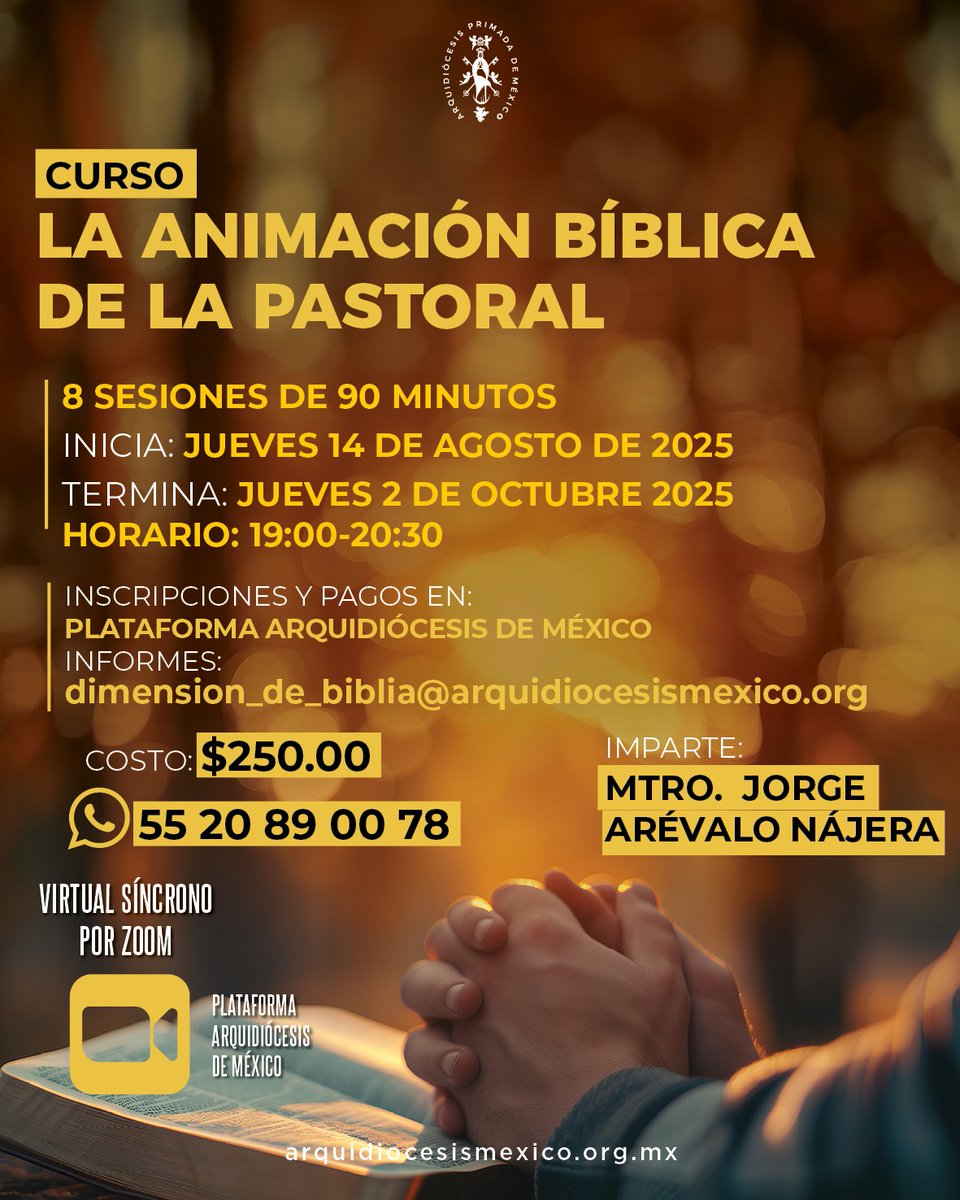 Arquidiócesis Primada de México (@arquidiocesismx) on Twitter photo La Biblia no es solo para leerla… es para vivirla y anunciarla.
Súmate al curso de Animación Bíblica de la Pastoral y deja que la Palabra de Dios ilumine tu vida personal, comunitaria y pastoral.
Informes e inscripciones: dimension_de_biblia@arquidiocesismexico.org La Biblia no es solo para leerla… es para vivirla y anunciarla.
Súmate al curso de Animación Bíblica de la Pastoral y deja que la Palabra de Dios ilumine tu vida personal, comunitaria y pastoral.
Informes e inscripciones: dimension_de_biblia@arquidiocesismexico.org