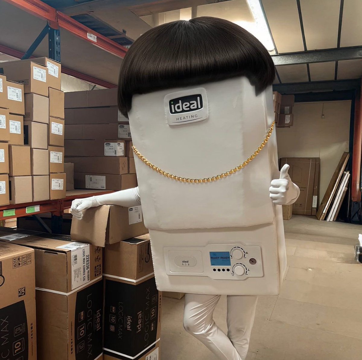 Boiler man ready for tomorrow after his Ibiza holiday