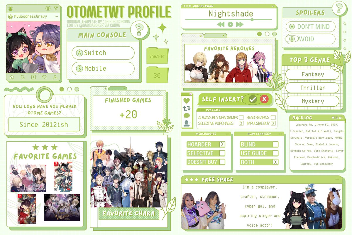 MyGoodnessGravy's tweet image. Finally did my #otometwtintro 💚
I&apos;m always happy to have new friends~