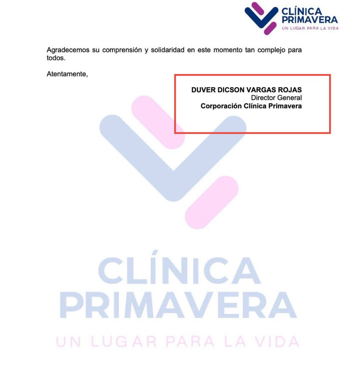 Andrés Forero CD #1️⃣0️⃣1️⃣ (@aforerom) on Twitter photo El ex-interventor de Sanitas nombrado por el gobierno de <a href="/petrogustavo/">Gustavo Petro</a> acaba de suspenderle los servicios de la Clínica Primavera a los afiliados de Nueva EPS porque le adeudan más de $22.000 M.
Lo que están haciendo <a href="/GA_Jaramillo/">Guillermo Jaramillo</a>, <a href="/giovannyrubiano/">Giovanny Rubiano MD</a> y <a href="/B_CamachoMD/">Bernardo Camacho</a> es inhumano. El ex-interventor de Sanitas nombrado por el gobierno de <a href="/petrogustavo/">Gustavo Petro</a> acaba de suspenderle los servicios de la Clínica Primavera a los afiliados de Nueva EPS porque le adeudan más de $22.000 M.
Lo que están haciendo <a href="/GA_Jaramillo/">Guillermo Jaramillo</a>, <a href="/giovannyrubiano/">Giovanny Rubiano MD</a> y <a href="/B_CamachoMD/">Bernardo Camacho</a> es inhumano.