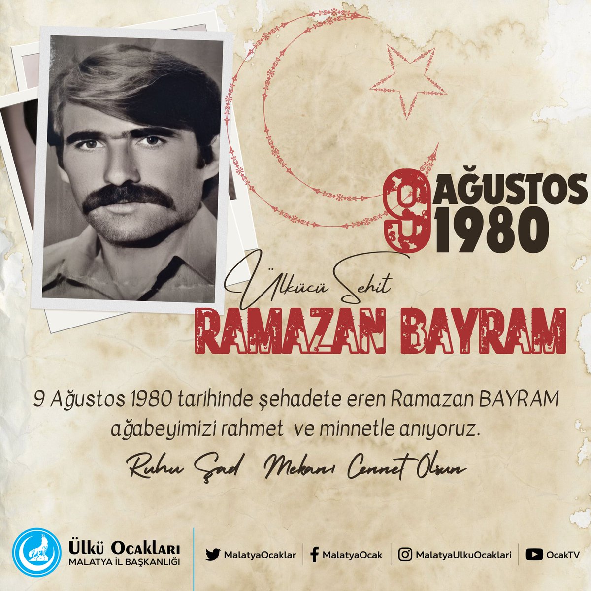 Turkav Malatya il başkan yardımcısı @metehanbayram44 babası Şehidimiz Ramazan BAYRAM ağabeyimizi rahmet ve minnetle anıyoruz