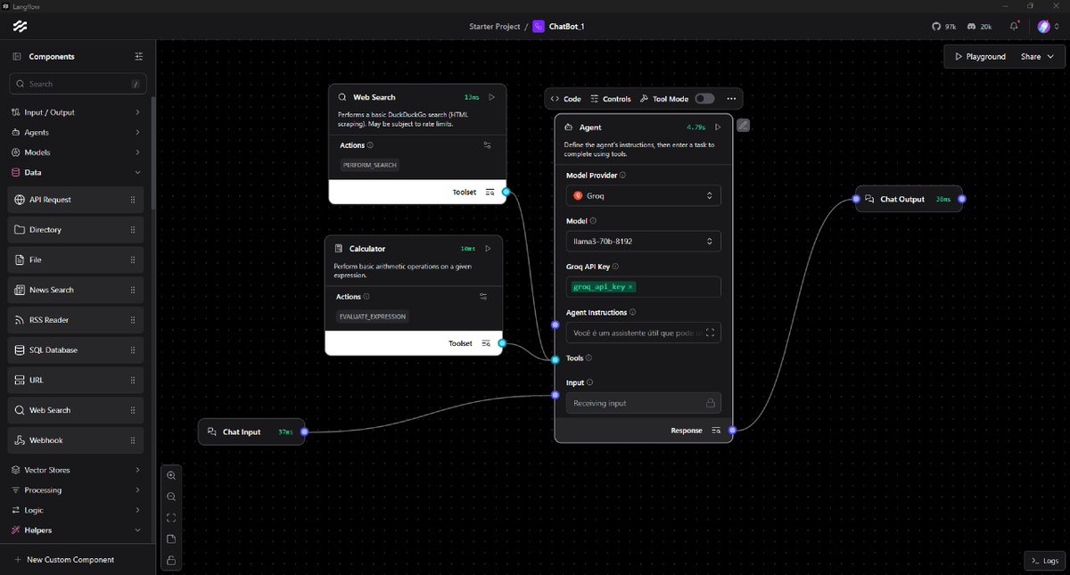 jakesilfe's tweet image. Abrindo o #Langflow hoje, quero aprender sobre 'agent AI' na pratica. Quem sabe temos oportunidades de criar coisas incríveis. 😁