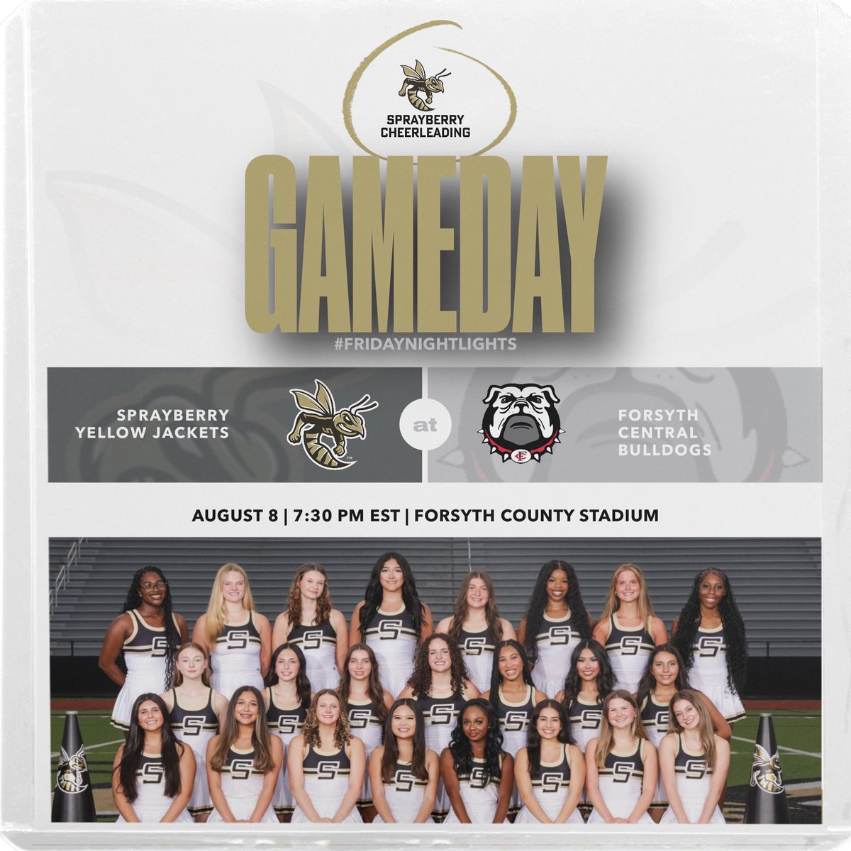 So excited to be on the sideline tonight to open the 2025 Football Season!!  
🖤💛🐝📣🏈
#FridayNightLights
#WEBLEEDGOLD
#shspositiveposting #wearesprayberry