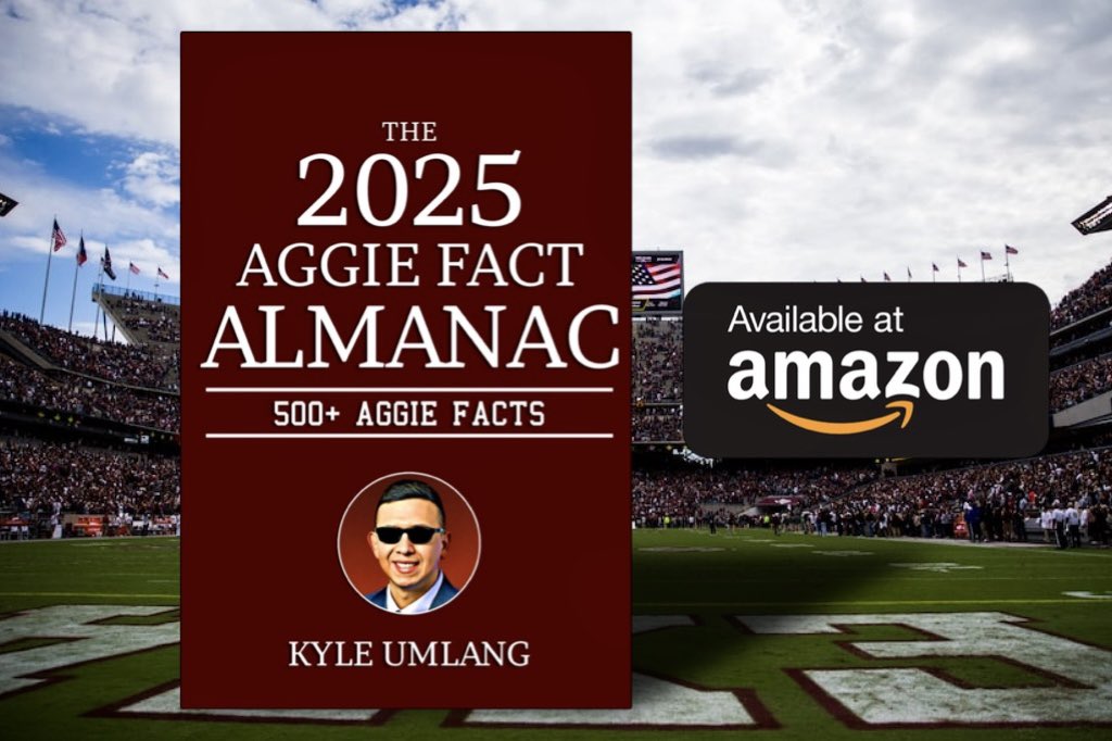 kyleumlang's tweet image. Introducing Amazon&apos;s next Best Seller:

“The Aggie Fact Almanac”

It contains every Aggie fact that’s ever been written. Own the entire up-to-date collection in the 2025 edition of the critically acclaimed hardcover treasury.

￼📙 amzn.to/3YtIc56

#ThisIsTexas #HookEm 🤘🏽