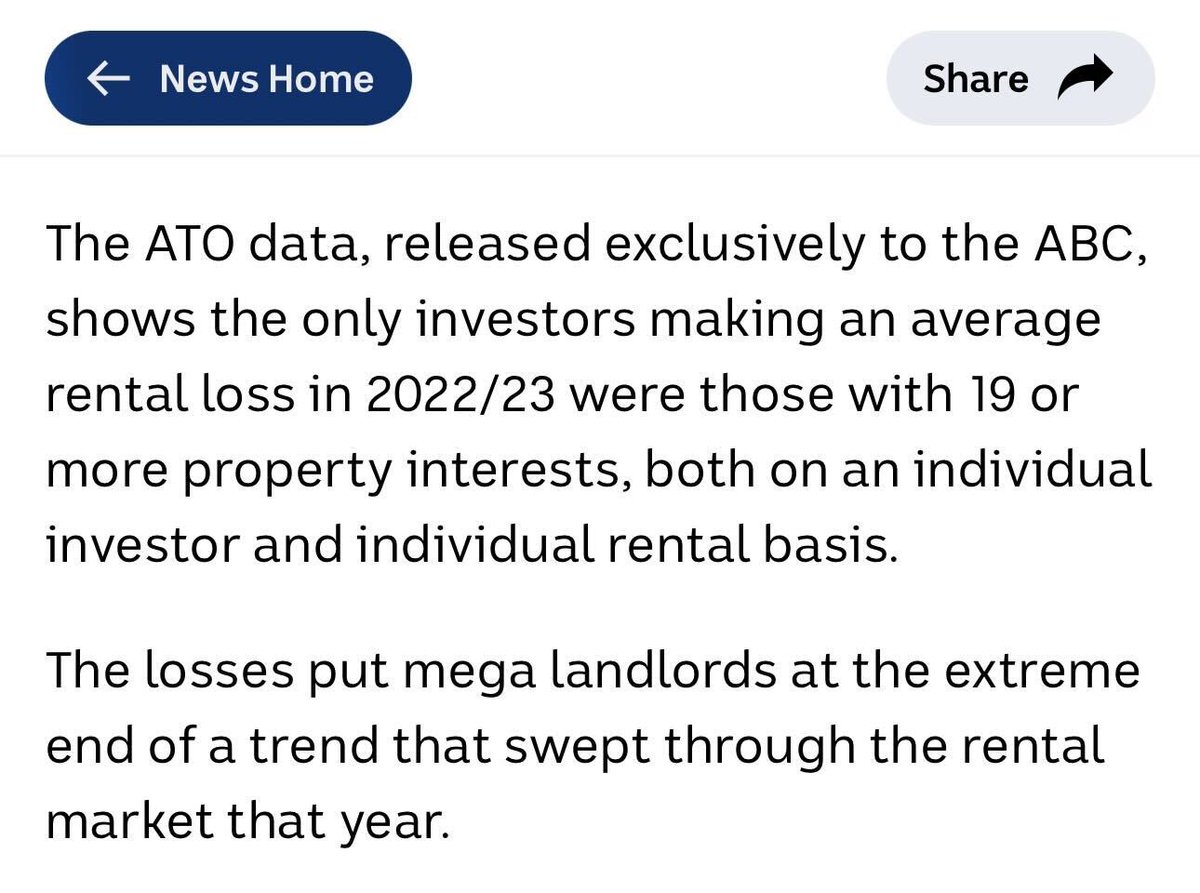 Taxpayers should not be subsidising mega landlord property investors with more than 20 rental properties 🤯 

Sensible reform of negative gearing and CGT to incentivise new supply is overdue.
abc.net.au/news/2025-08-0…