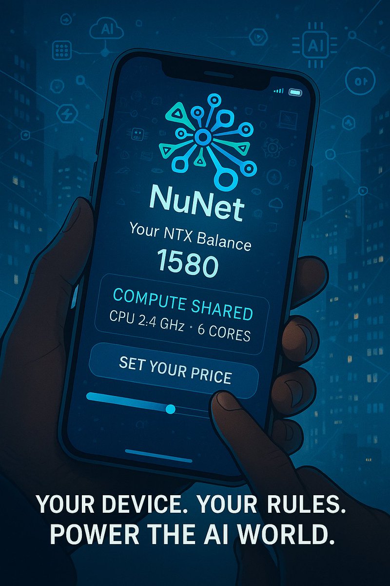 Jonathan Jess (@jonathantjess) on Twitter photo ๐ก Your phone isnโt just a phone.
Itโs compute power waiting to be unleashed.
With <a href="/nunet_global/">NuNet ๐</a> you can share unused CPU, earn $NTX, and power AI โ all while you set the terms.
The future isnโt in giant data centers.
Itโs in your hands. ๐โจ
#AI #DePIN #NuNet #NTX ๐ก Your phone isnโt just a phone.
Itโs compute power waiting to be unleashed.
With <a href="/nunet_global/">NuNet ๐</a> you can share unused CPU, earn $NTX, and power AI โ all while you set the terms.
The future isnโt in giant data centers.
Itโs in your hands. ๐โจ
#AI #DePIN #NuNet #NTX