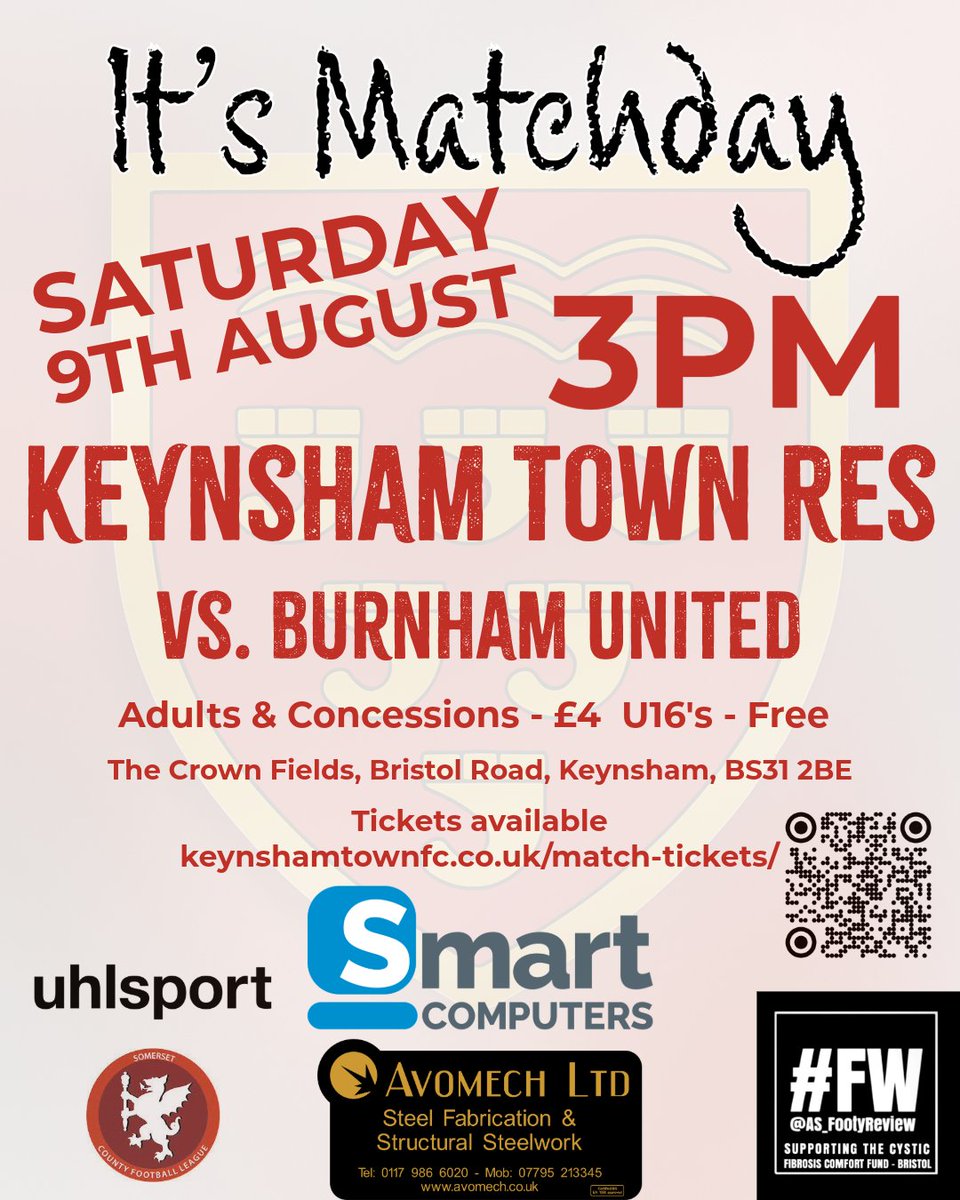Keynsham Town FC Reserves (@keynshamtownres) on Twitter photo ⚽Reserves Matchday
🗓 Sat 9th Aug '25
🆚 <a href="/BurnhamUnited/">Burnham United A.F.C</a>
🕒 3pm KO
🏟 The Crown Fields, BS31 2BE
🎟 zurl.co/slAQQ
<a href="/uhlsportUK/">uhlsport UK & IRE</a> <a href="/somersetcfl/">Somerset County FL</a> Div 1
<a href="/swsportsnews/">South West Sports News</a> <a href="/bsoccerworld/">Bristol Soccerworld</a> <a href="/NonLeagueHQ1/">NonLeagueHQ</a> <a href="/AS_FootyReview/">Stoner</a>
<a href="/SmartBristol/">Smart Computers UK</a> <a href="/avomech_ltd/">avomech ltd</a> ⚽Reserves Matchday
🗓 Sat 9th Aug '25
🆚 <a href="/BurnhamUnited/">Burnham United A.F.C</a>
🕒 3pm KO
🏟 The Crown Fields, BS31 2BE
🎟 zurl.co/slAQQ
<a href="/uhlsportUK/">uhlsport UK & IRE</a> <a href="/somersetcfl/">Somerset County FL</a> Div 1
<a href="/swsportsnews/">South West Sports News</a> <a href="/bsoccerworld/">Bristol Soccerworld</a> <a href="/NonLeagueHQ1/">NonLeagueHQ</a> <a href="/AS_FootyReview/">Stoner</a>
<a href="/SmartBristol/">Smart Computers UK</a> <a href="/avomech_ltd/">avomech ltd</a>