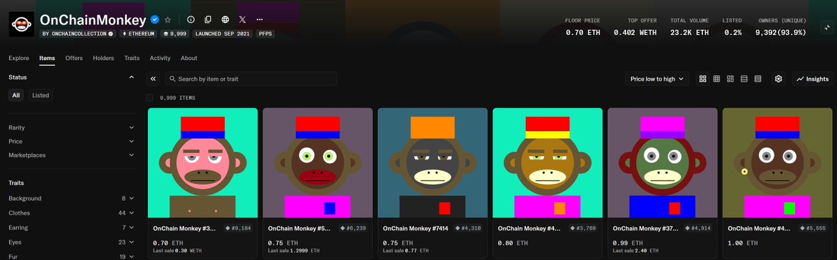 BREAKING:  OpenSea lists OnChainMonkey, making it the first Ordinals community on the platform.