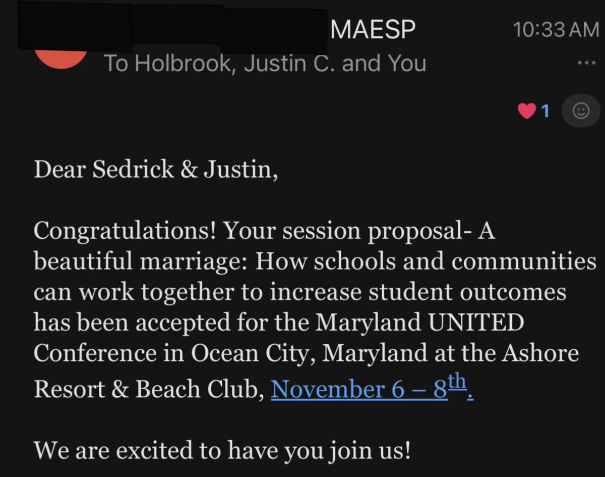 Sedrick Smith, Ph.D. (@dr_smith_1983) on Twitter photo Thrilled to share that my good friend, <a href="/justincholbrook/">Justin Holbrook</a>, and I will be presenting at the <a href="/Maespmd/">MAESP</a> United Conference this November on our work to build community at diverse schools in Baltimore! Can’t wait to share the <a href="/fallstaffems241/">Fallstaff Elementary/Middle School</a> and <a href="/armisteadschool/">Armistead School</a> stories! Thrilled to share that my good friend, <a href="/justincholbrook/">Justin Holbrook</a>, and I will be presenting at the <a href="/Maespmd/">MAESP</a> United Conference this November on our work to build community at diverse schools in Baltimore! Can’t wait to share the <a href="/fallstaffems241/">Fallstaff Elementary/Middle School</a> and <a href="/armisteadschool/">Armistead School</a> stories!