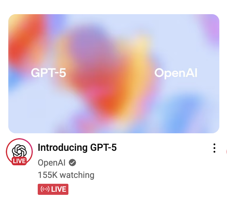 Screenshot halfway through the livestream. Only 155k people tuned in live for the greatest tech advancement in human history. AI is still wildly underhyped.