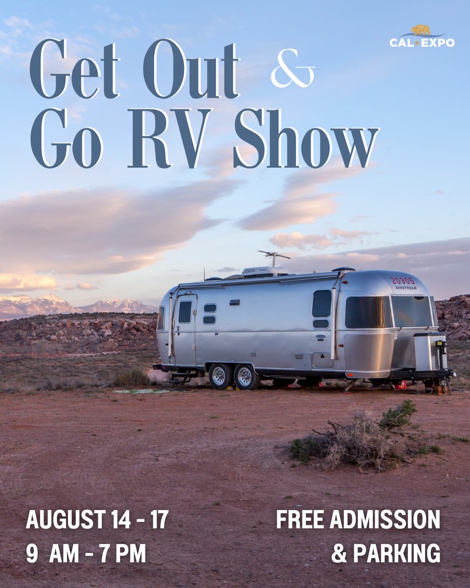 Cal Expo & CA State Fair (@castatefair) on Twitter photo Adventure starts here! 🚐 Join the Get Out & Go RV Show at Cal Expo from Thursday, August 14 to Sunday, August 17, 2025—daily from 9 am to 7 pm. Free to attend, free to park—see you in Lot C!
For more info visit: bit.ly/CERVSHOW Adventure starts here! 🚐 Join the Get Out & Go RV Show at Cal Expo from Thursday, August 14 to Sunday, August 17, 2025—daily from 9 am to 7 pm. Free to attend, free to park—see you in Lot C!
For more info visit: bit.ly/CERVSHOW