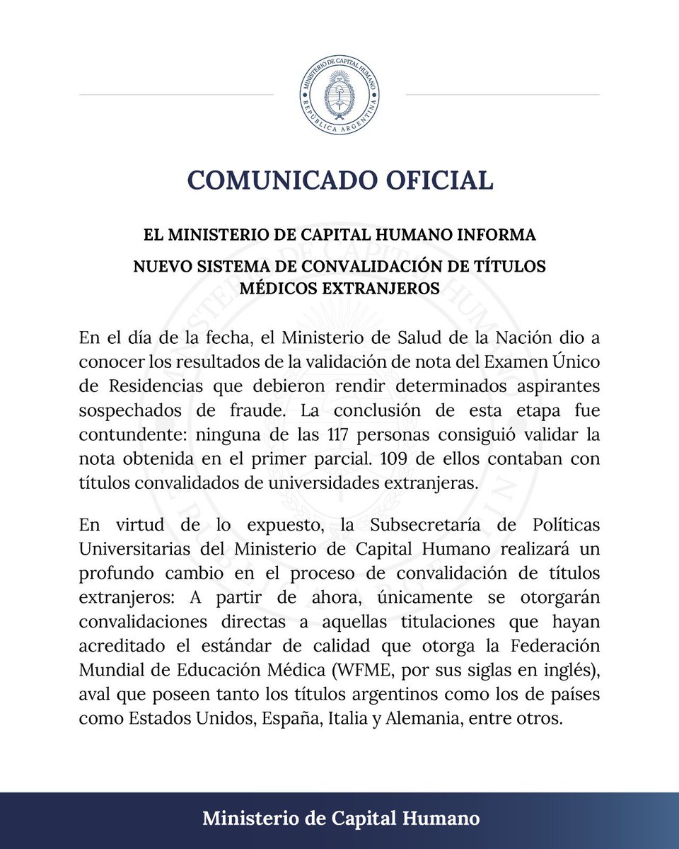 Tv Pública Libertaria (@tv_libertaria) on Twitter photo 🚨 CAMBIA LA REVALIDACIÓN de TÍTULOS EXTRANJEROS
✅ Tendrán los mismos REQUISITOS que en Estados Unidos y Alemania <a href="/JMilei/">Javier Milei</a> 🚨 CAMBIA LA REVALIDACIÓN de TÍTULOS EXTRANJEROS
✅ Tendrán los mismos REQUISITOS que en Estados Unidos y Alemania <a href="/JMilei/">Javier Milei</a>