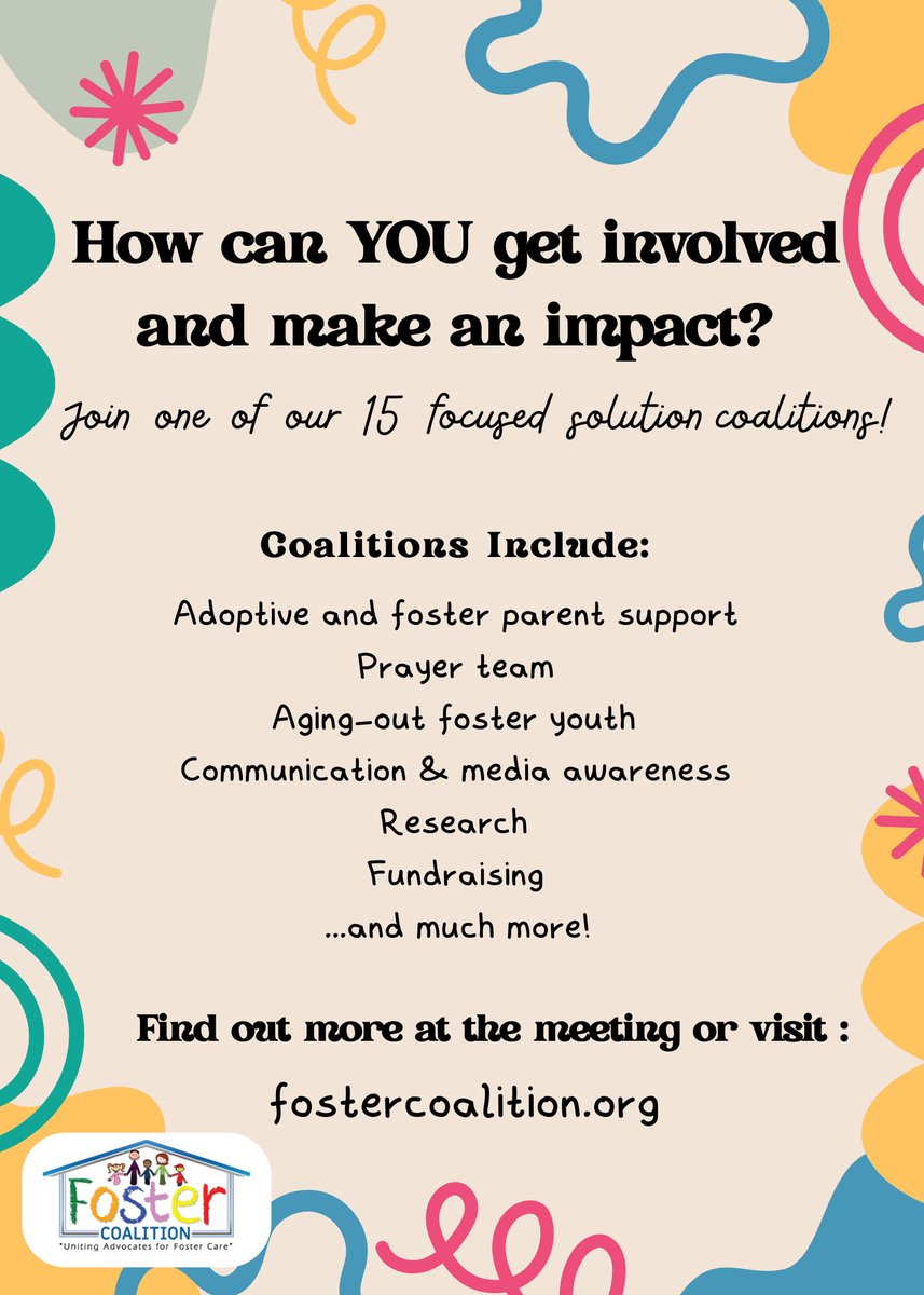 ✨Get to Know Foster Coalition! We want to feel more connected to our community and give you a chance to get to know us! Hear from our staff, learn about our mission &amp; vision, and see how YOU can make a difference in the lives of local foster families. 

#fostercare #meetandgreet