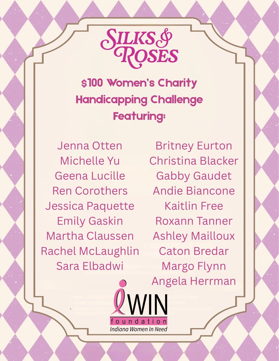 Thank you to all the ladies who donated their handicapping expertise to help us raise $ for Indiana Women In Need. Everyone got $100 to bet on race 5! If you all have time let everyone know what your bet is so they can follow along tonight! <a href="/JennaBAOtten/">Jenna</a> <a href="/TheMichelleYu/">Michelle Yu</a>