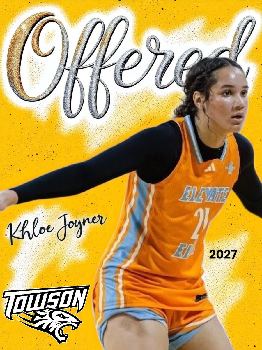 Congrats to 2027 Khloe Joyner (<a href="/khloejoy828/">Khloe Joyner</a>) on picking up an offer from <a href="/Towson_WBB/">Towson Women's Basketball</a> today! ##3SSB #EYG ⏫️📈