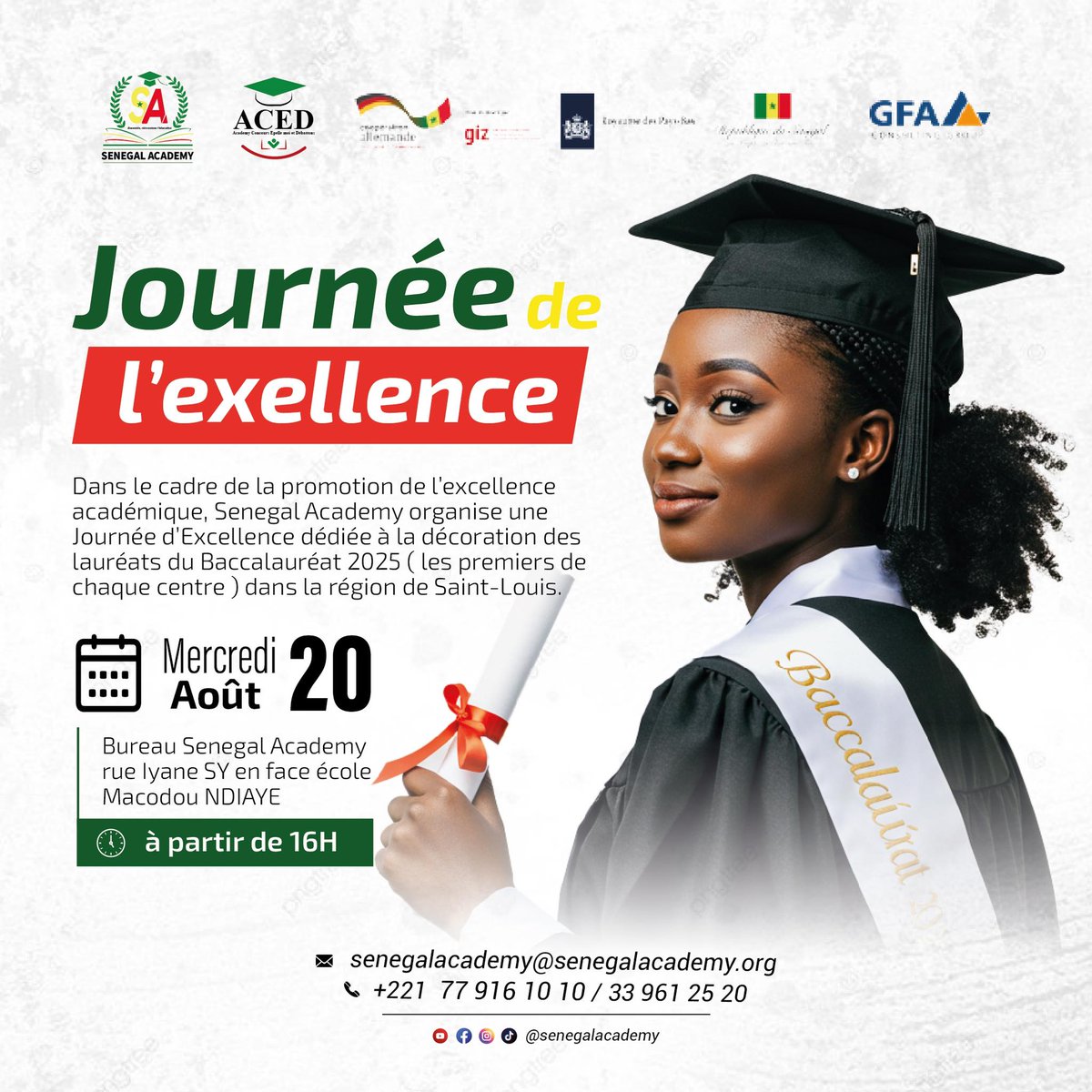 𝐉𝐨𝐮𝐫𝐧𝐞́𝐞 𝐝'𝐄𝐱𝐜𝐞𝐥𝐥𝐞𝐧𝐜𝐞 - 𝐒𝐞𝐧𝐞𝐠𝐚𝐥 𝐀𝐜𝐚𝐝𝐞𝐦𝐲

P𝐫𝐞𝐦𝐢𝐞̀𝐫𝐞 𝐞́𝐝𝐢𝐭𝐢𝐨𝐧 𝐉𝐨𝐮𝐫𝐧𝐞́𝐞 𝐝'𝐄𝐱𝐜𝐞𝐥𝐥𝐞𝐧𝐜𝐞, dédiée à la FORMATION PROFESSIONNELLE.
s’inscrire à travers ce lien : forms.gle/sHUrUhVwUerRu5….

#senegalacademy
#journeeexcellence
