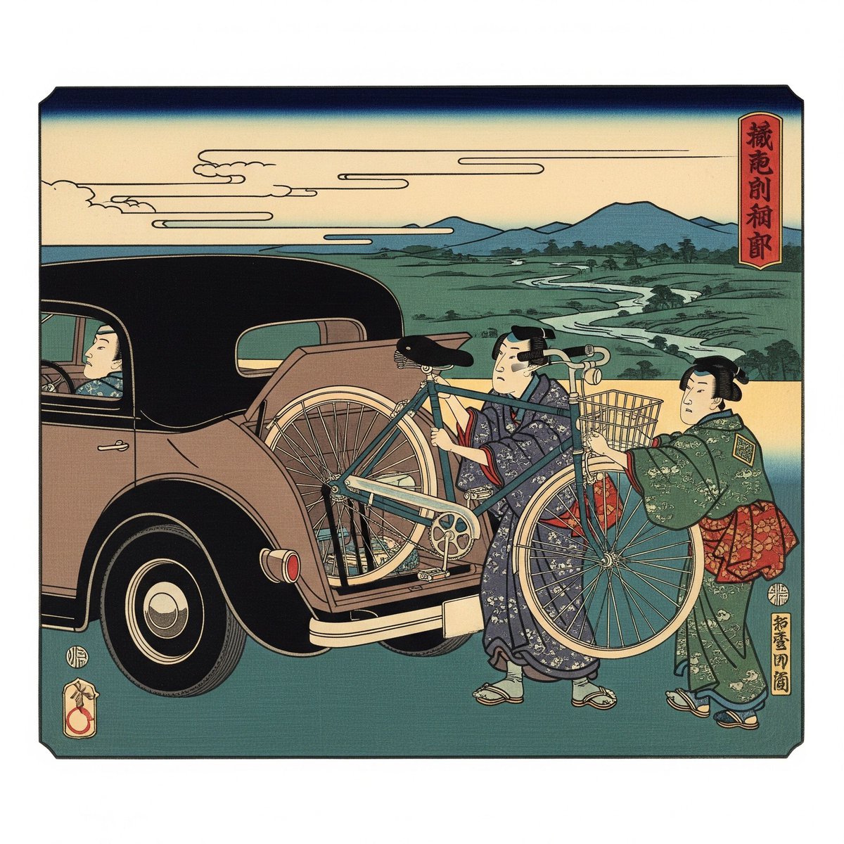 メンテのために自転車を積み込んで出かける江戸庶民