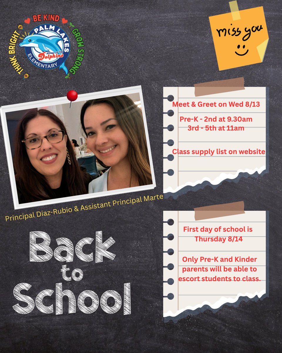 We can't wait to welcome back all our Dolphins 🐬. See you at Meet &amp; Greet on 8/13 and on the First Day of School on 8/14. #YourBestChoiceMDCPS <a href="/MDCPS/">Miami-Dade Schools</a> <a href="/MDCPSNorth/">M-DCPS North Region</a>