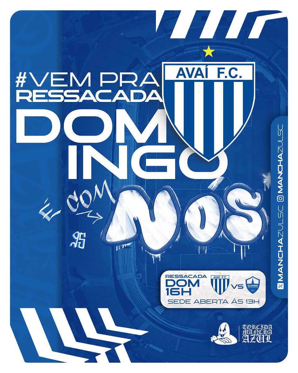 DOMINGO É NA NOSSA CASA 🔥 

Domingo, às 16h o Leão enfrenta o Cuiabá, na Ressacada e a nação Avaiana está convocada!

Vamos jogar juntos, para conquistarmos mais uma vitória!

SEDE ABERTA ÀS 13H!
Loja aberta ✅ 
Bar aberto ✅

VEM PRA RESSACADA! 🔵⚪️