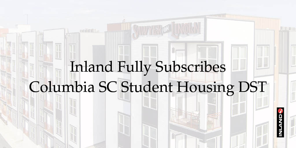 Inland’s Columbia #StudentHousing DST is fully subscribed. Newly built 673-bed complex is located in Columbia, SC serving students at the University of South Carolina, a Southeastern Conference Power 5 school.

Learn more here: inlandgroup.com/press-room/new…