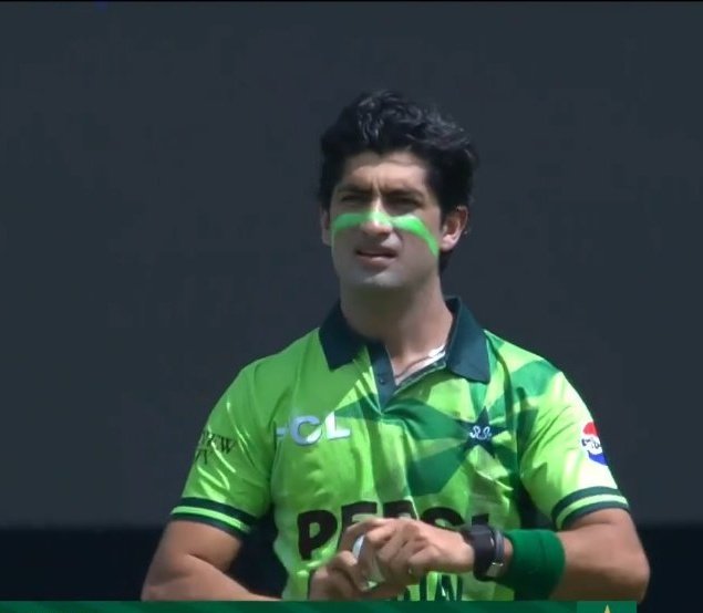 He wears Pakistan not just on his shirt… but on his face, his heart, and his soul 💚🏏🇵🇰 #PAKvWI