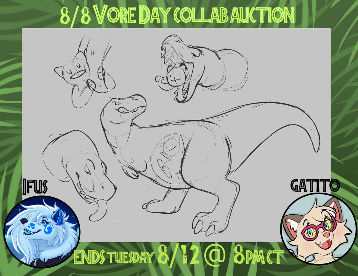Pastel_teeth's tweet photo. Happy 8/8! 

Doing another collab with @IfusMoraine !

🦖Link: https://t.co/2mB5yzRLdi 🦖

RTs appreciated! https://t.co/MYX4bqz7MS