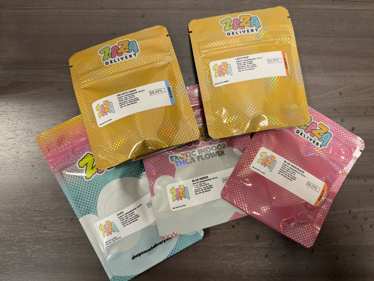 Another giveaway! Giving away 5 different flavors in our 4g options! Rules are always easy!
1. Like and retweet this post 
2. Follow <a href="/ShopZazaTHCa/">Shop Zaza</a> 
Winner will be picked Monday at 12pm