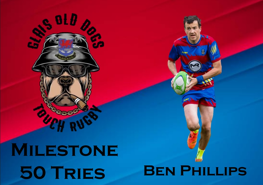 GODsTouchRugby's tweet photo. In Friday's game, one of our players reached a personal milestone.

@WelshBen10 has now scored 50 tries for the Old Dogs in 53 games with another interception.

A fantastic effort and we look forward to seeing a few more names on this list soon https://t.co/Bd43bRq34L