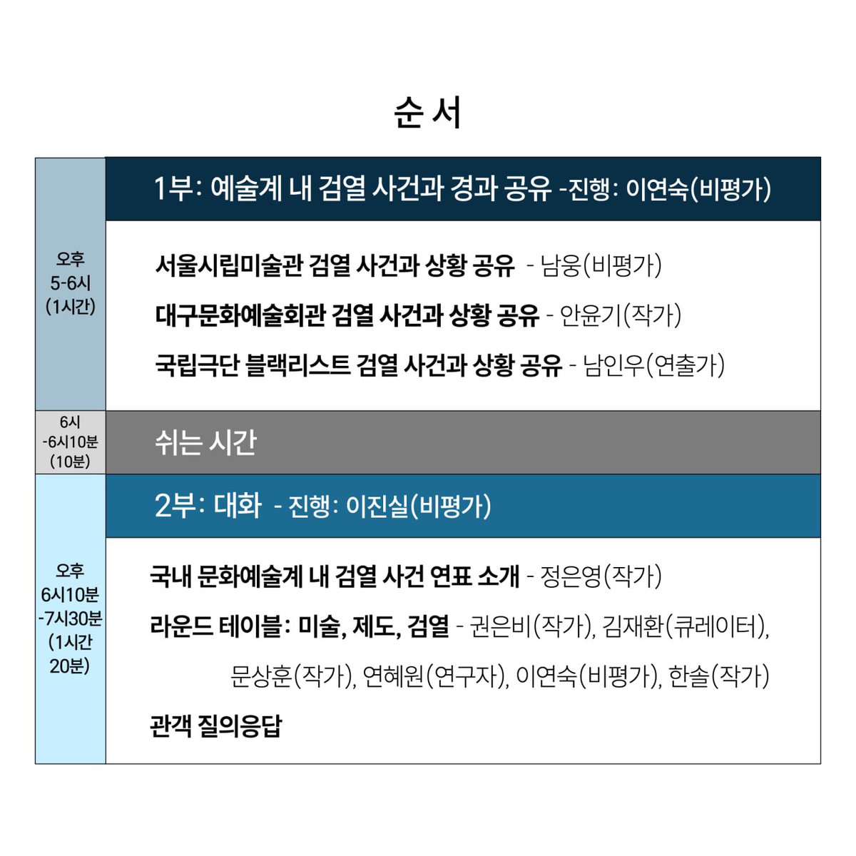 [참여신청] 미술, 제도, 검열: 서울시립미술관 검열사태 토론회

⏰ 2025년 8월 22일(금) 17:00-19:30
📍 인권재단 사람 사람홀 (서울 은평구 증산로 17가길 15-7, 지하 1층)
🙋‍♀️ 정원 60명 / 신청 링크: forms.gle/gdtjMkYm4sFwRE…