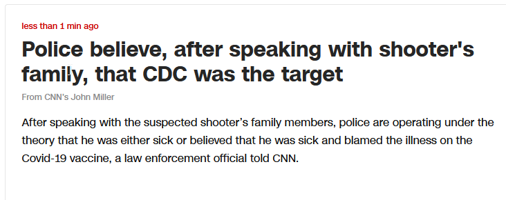 lookner's tweet photo. CNN: Police believe CDC was target of Emory shooting, shooter either was sick or believed he was sick and blamed it on the Covid-19 vaccine https://t.co/OE6uOg6GeZ