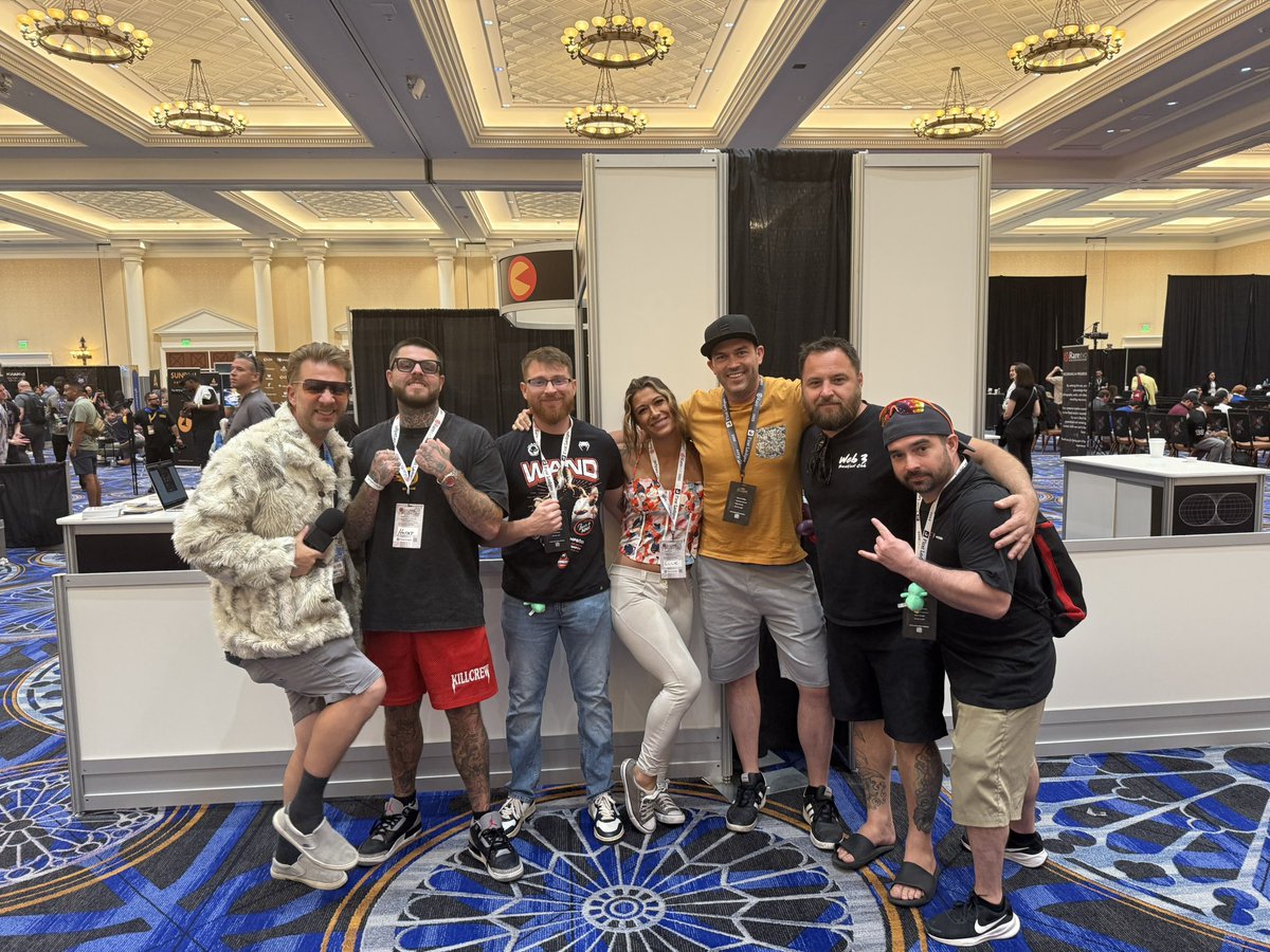 Fubar (@fistsofdiamond) on Twitter photo What a crew of legends. If you aren’t at <a href="/RareEvo/">Rare Evo: A Blockchain Event</a> then you are missing out.
I live for moments like this.
Fam fam from left to right:
<a href="/DougHype/">DOUG HYPΞ ⭐️</a> <a href="/gl0geta/">Harley Hermanson</a> <a href="/RealPaisanTPK/">Paisan</a> <a href="/Belly0x/">Ellie</a> <a href="/fistsofdiamond/">Fubar</a> <a href="/JChainsX/">JChains</a> <a href="/PaullyTVvet/">PaullyTV.vet</a> What a crew of legends. If you aren’t at <a href="/RareEvo/">Rare Evo: A Blockchain Event</a> then you are missing out.
I live for moments like this.
Fam fam from left to right:
<a href="/DougHype/">DOUG HYPΞ ⭐️</a> <a href="/gl0geta/">Harley Hermanson</a> <a href="/RealPaisanTPK/">Paisan</a> <a href="/Belly0x/">Ellie</a> <a href="/fistsofdiamond/">Fubar</a> <a href="/JChainsX/">JChains</a> <a href="/PaullyTVvet/">PaullyTV.vet</a>