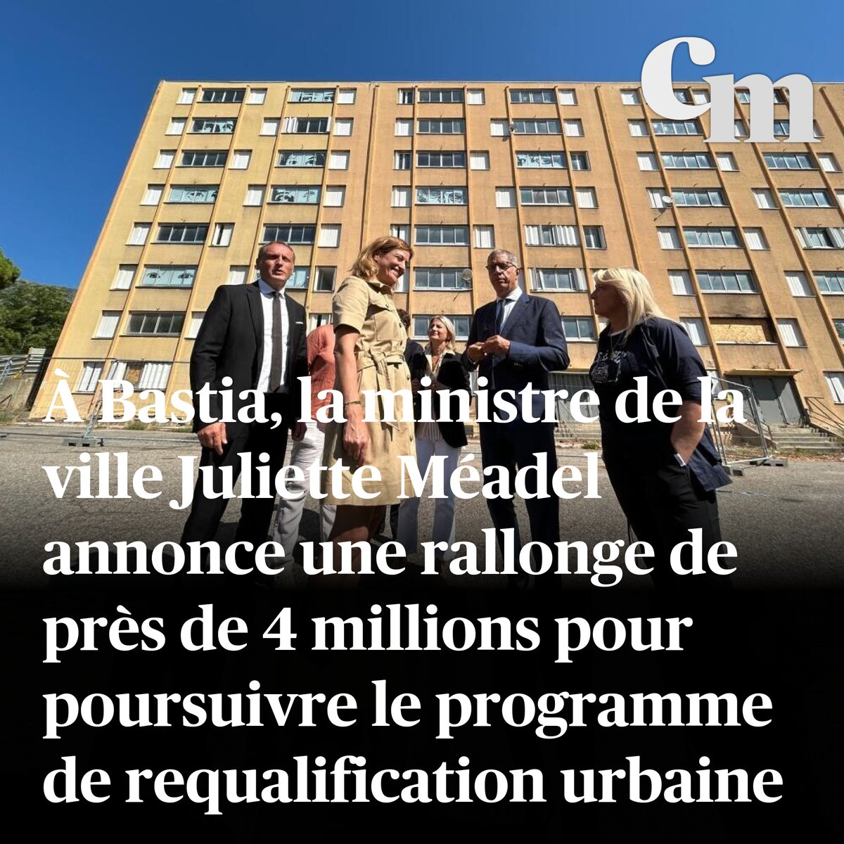 À Bastia, la ministre de la ville Juliette Méadel annonce une rallonge de près de 4 millions pour poursuivre le programme de requalification urbaine
➡️ sur.corsematin.com/W1q