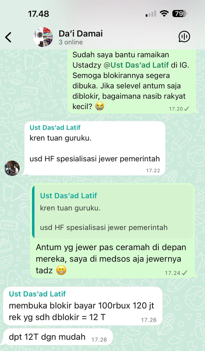 Hilmi28's tweet photo. Ketika sahabat saya Ust Das'ad Latif curhat bahwa rekening pribadinya utk pembangunan masjid diblokir. Dan utk membukanya harus bayar 100k 🙈. Btw, jika selevel beliau saja bisa kena blokir, bagaimana rakyat biasa? https://t.co/YaU0SU2osJ