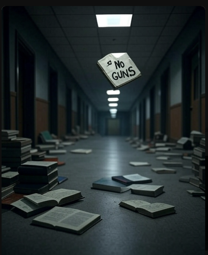 realTuckFrumper's tweet image. Another campus. Another shooter. Another round of “thoughts and prayers” from politicians who cash gun lobby checks.

Students deserve safety, not AR-15s in the hallway.

#GunReformNow