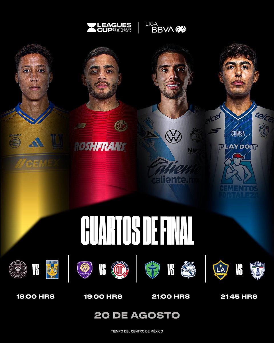 ¡Tenemos día y horas para los Cuartos de Final de la <a href="/LeaguesCup/">Leagues Cup</a>! 🤩

Apunten la cita y vayan armando plan con la banda. 👊

#PorLaLeaguesCup | #LaPasiónSeHereda