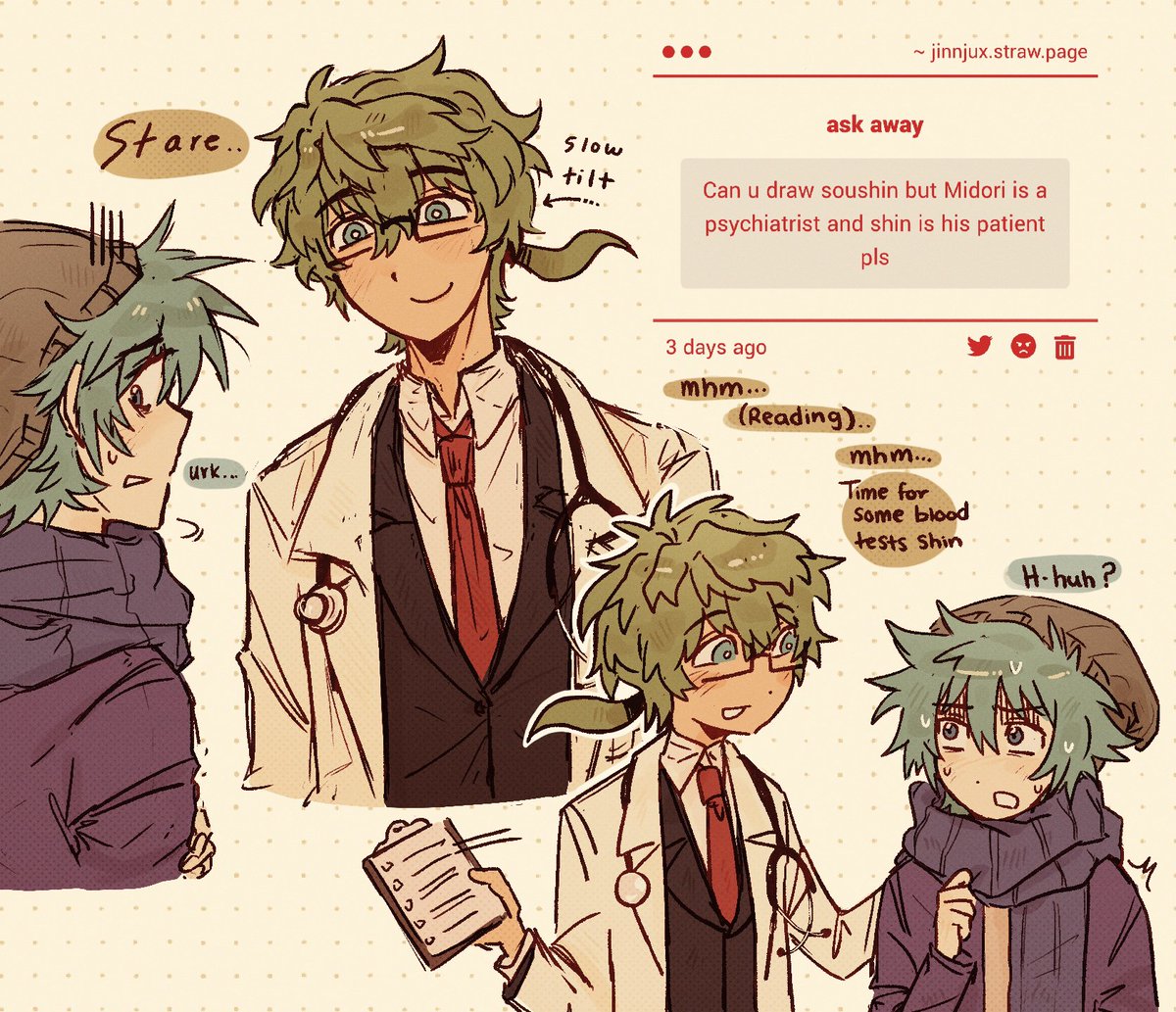 RabbettSie's tweet photo. find a new psychiatrist, shin 
#yttd  #soushin https://t.co/ubTfyExHmW