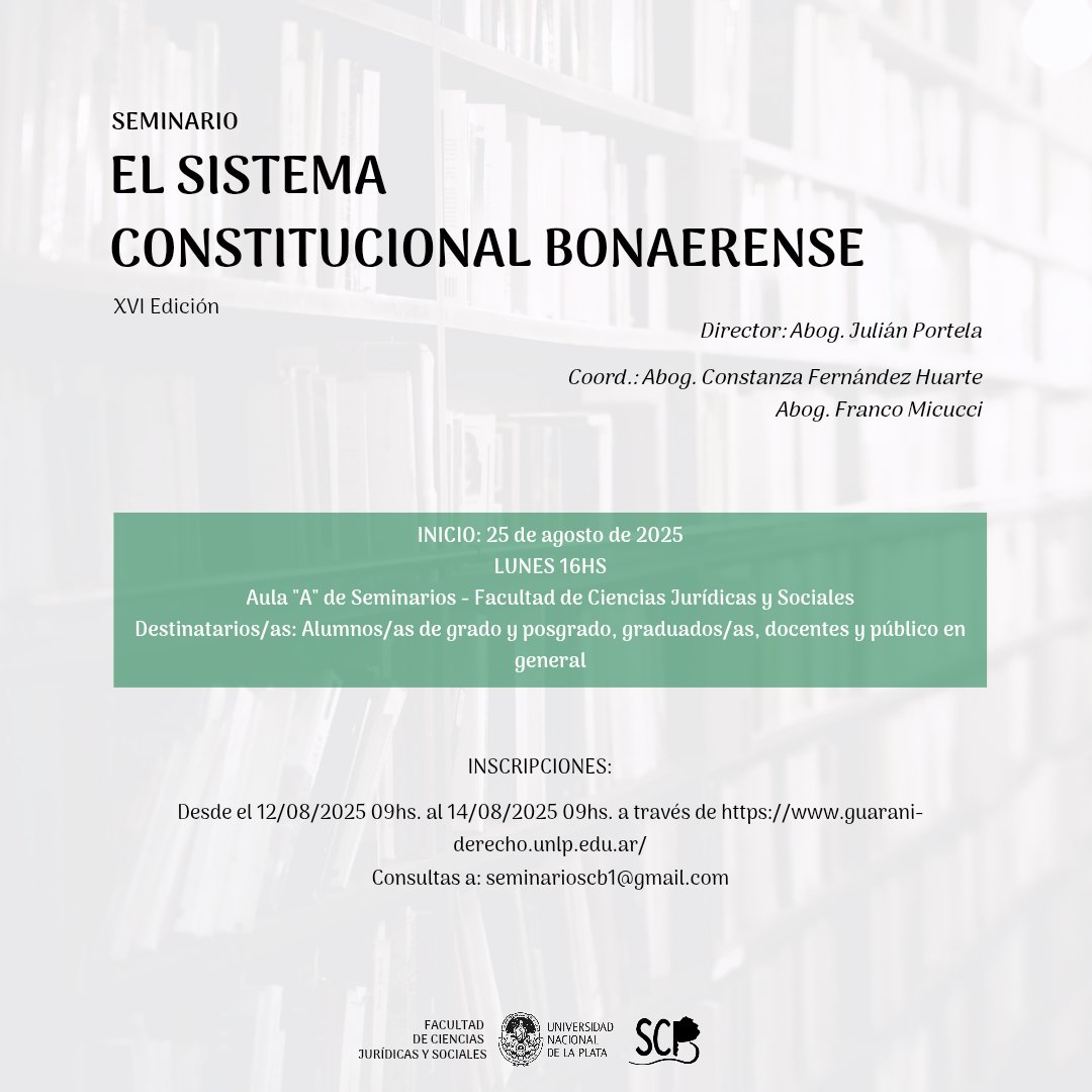 Se encuentran invitados/as al Seminario "El Sistema Constitucional Bonaerense".
En tiempos donde se necesita descifrar lo bonaerense les proponemos diversos encuentros en donde expondrán especialistas y se analizará de manera crítica el Sistema Constitucional de nuestra PBA.