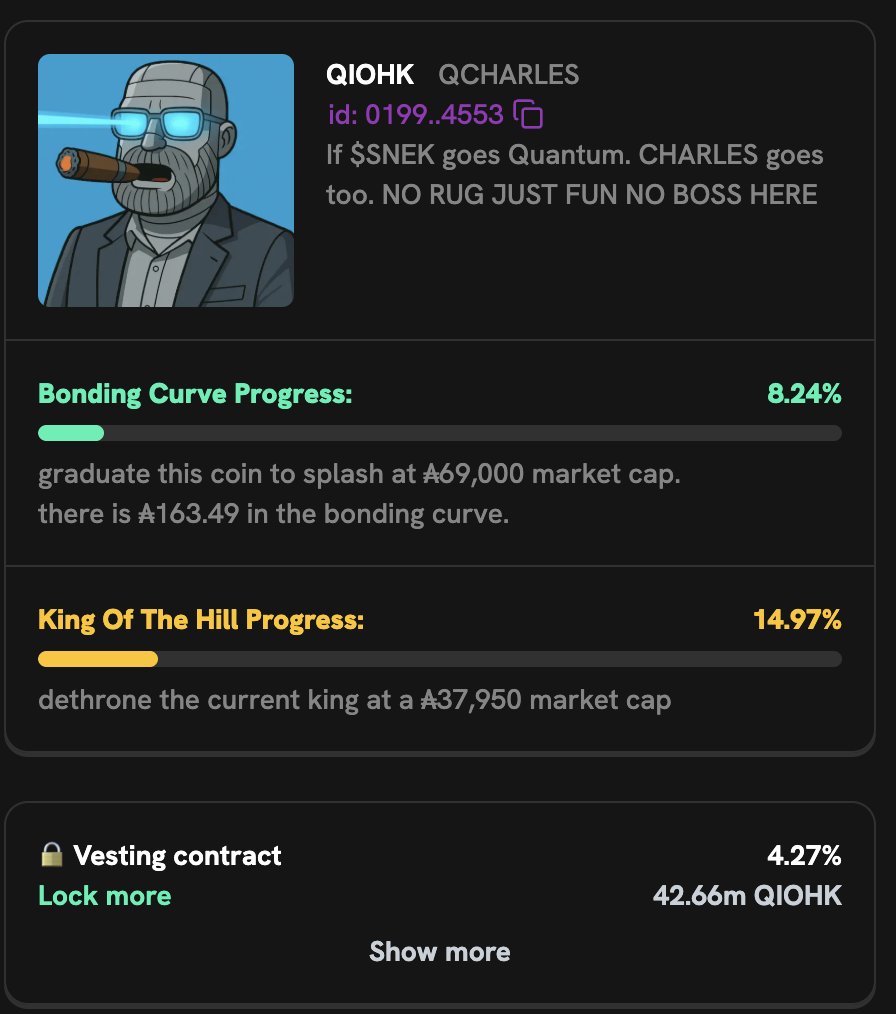 JUST FOR FUN 100% VESTED for 30 days 
keep trading bro 

#CardanoCommunity  #cardano