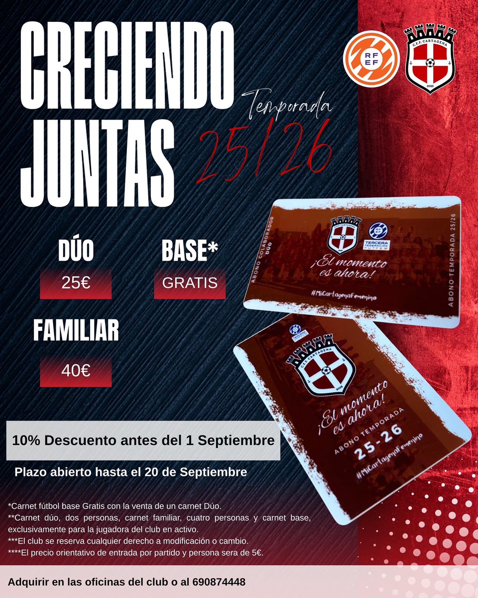 Y por último no dudes en abonarte, es una ayuda al club. 

¡Te esperamos !

10% De descuento antes del 1 de septiembre … por tan solo 22,5€ tendrás todo lo anterior. 🤍❤️

¡Vamos!👇💪