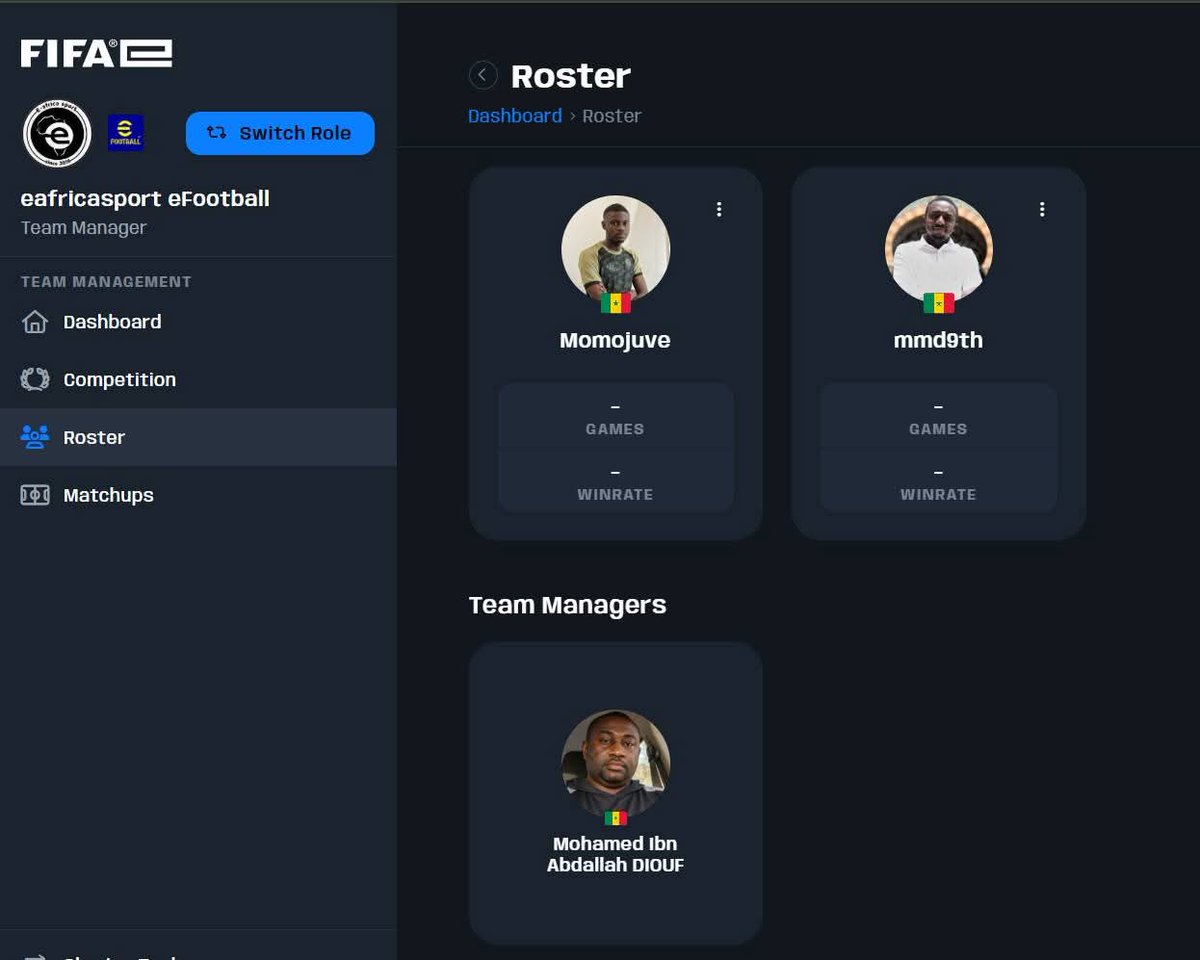 [🏆 <a href="/play_eFootball/">eFootball</a> ROUND 3  <a href="/FIFAe/">FIFAe</a>  qualifier 🇸🇳]

🔥 Nos roosters frappent fort dans cette phase de qualification
🥇 <a href="/HadyJuve/">Momojuve</a> s’impose largement en tête avec 23 victoires
🥈 <a href="/mmd9th/">Mamadou Mansour DIOP</a> suit juste derrière à la 2ᵉ place, solide et constant avec 13 victoires 
 #efootball  #FIFAe