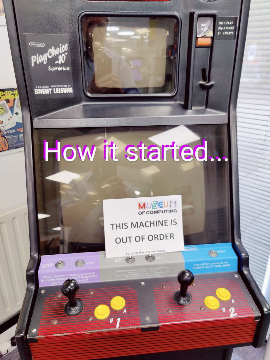 MuseumComputing's tweet image. Keeping CRT monitors working at the museum is a task in itself! The main monitor in our almost 40 year old arcade machine failed, but thankfully our curator, Keith, is good with a soldering iron. Now working again and a width fault on the small monitor has been fixed too!
#CRT