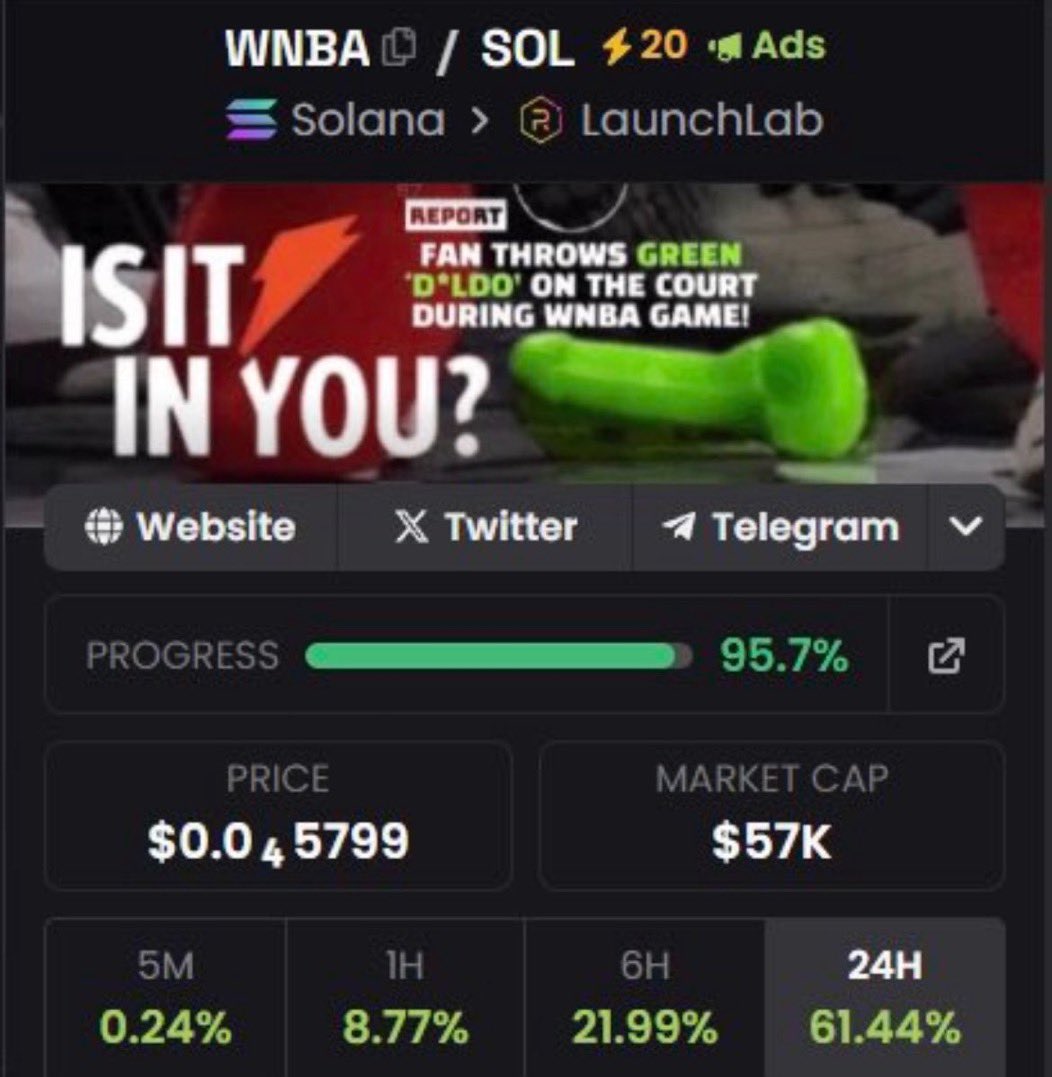 SeedSummoner's tweet image. I called $WNBA in my private Telegram group when its market cap was $57k

⛓️Chain #Solana