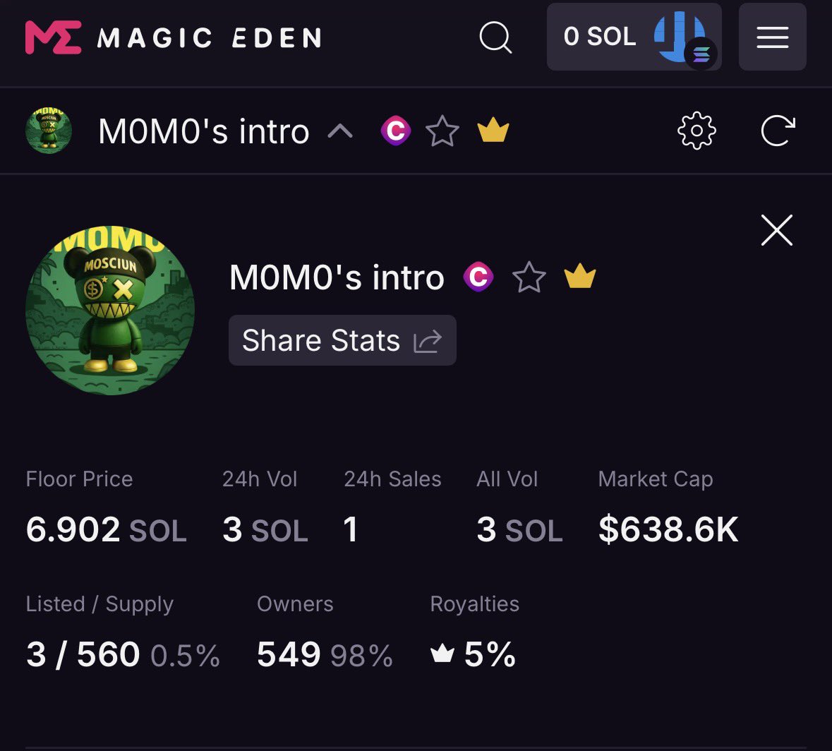 Imagine not minting a MOSCIUN 👀

The first 555 who minted a MOSCIUN got a free airdrop. 

First sale secured at 3 SOL, and the floor is seating at 6.9 SOL! 

And there is still more in the works!