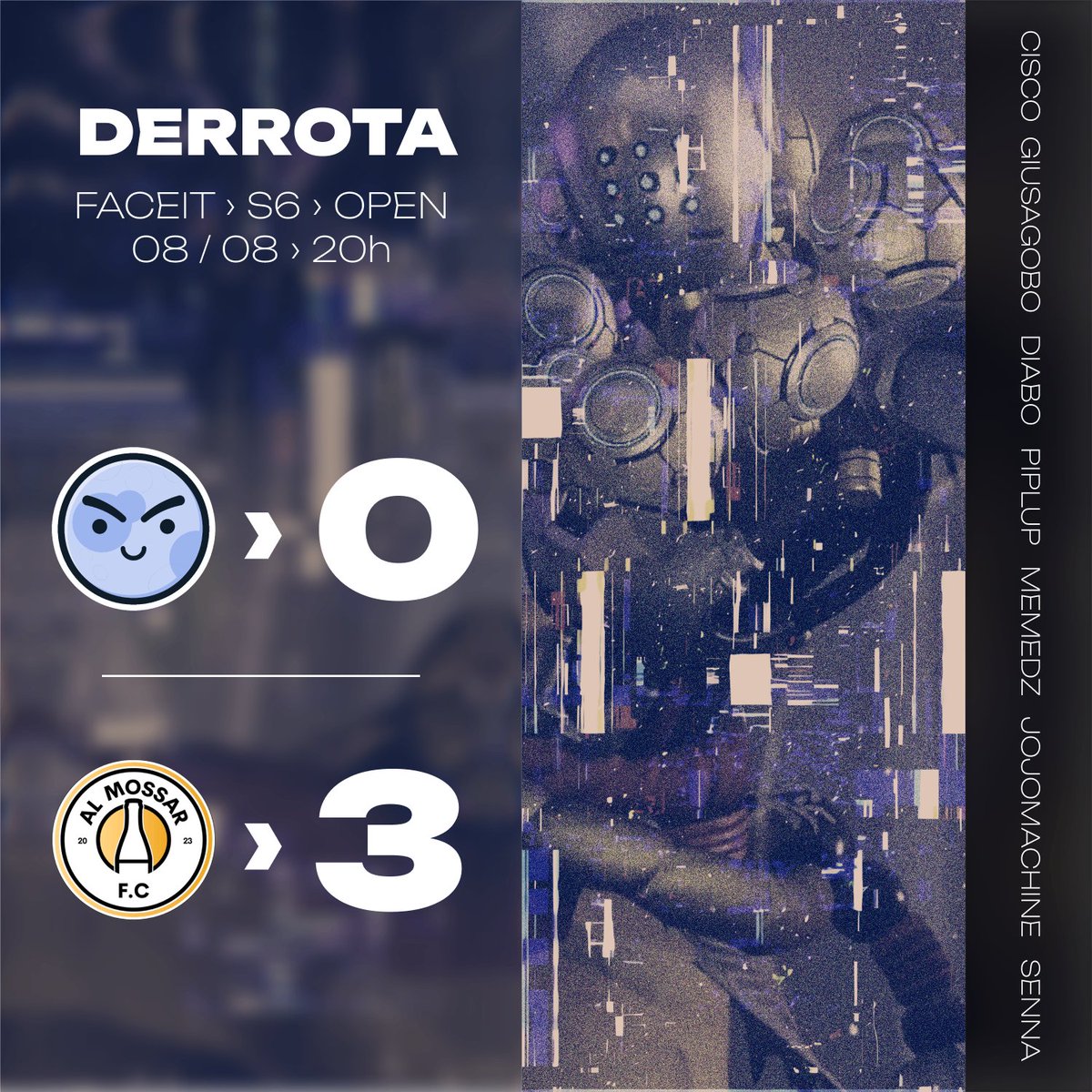 Fim de jogo.

Não foi o resultado que buscávamos hoje na estreia.

Seguimos focados para aprender com cada mapa e prontos para voltar ainda mais fortes nas próximas rodadas. 💪