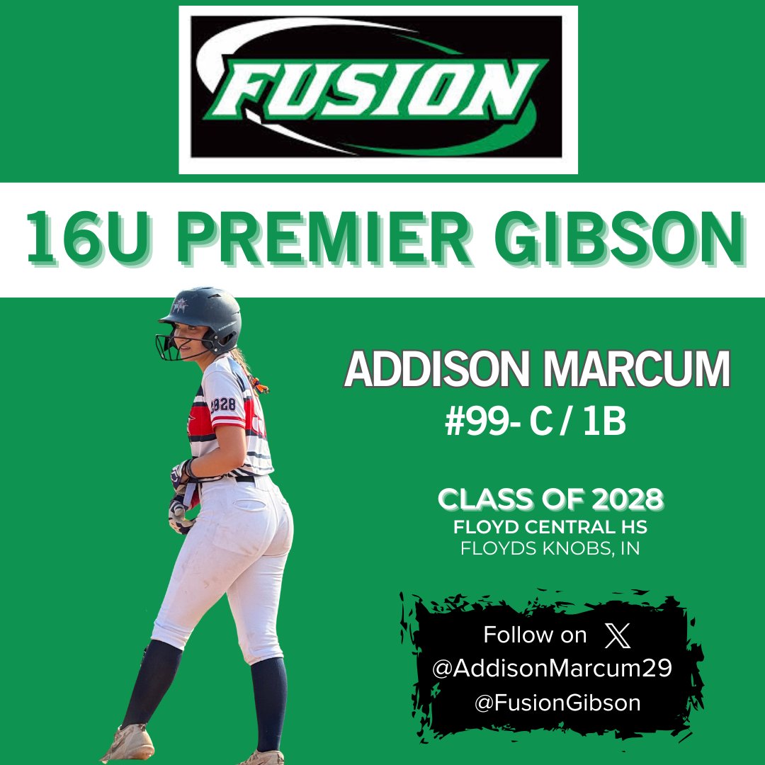 Fusion Premier Gibson (@fusiongibson) on Twitter photo Rounding out the squad is <a href="/AddisonMarcum29/">Addison Marcum</a>, welcome to the Fusion Family!
<a href="/FusionSB_/">Fusion</a> Rounding out the squad is <a href="/AddisonMarcum29/">Addison Marcum</a>, welcome to the Fusion Family!
<a href="/FusionSB_/">Fusion</a>