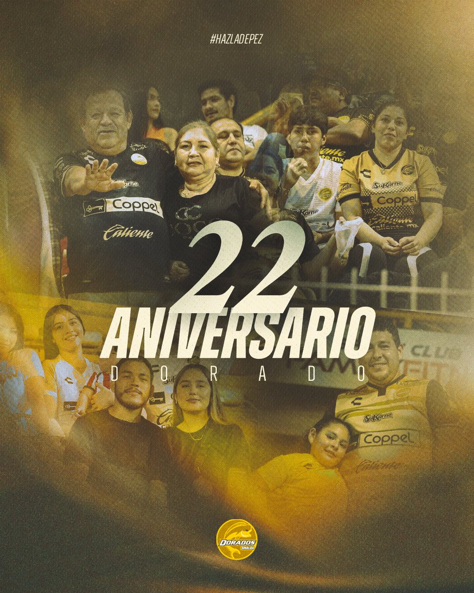Dorados's tweet photo. 💛 Hoy se cumplen 2⃣2⃣ años de apoyo incondicional.

¡Gracias, Familia Dorada! https://t.co/eQ6P32LwyQ