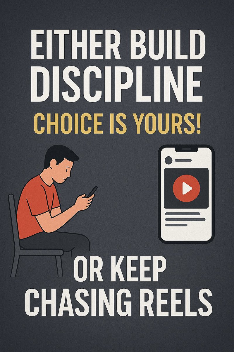 kamleshkumarrr's tweet image. Reels ya Results? 📱🏆 Har din aapka choice decide karta hai ki aap distraction ke slave bante ho ya apni life ke leader. kkinfocity.com/2025/08/either…
#DisciplineOverDistraction #StopChasingReels #FocusWins #DigitalDetox #ProductivityBoost #MindsetMatters