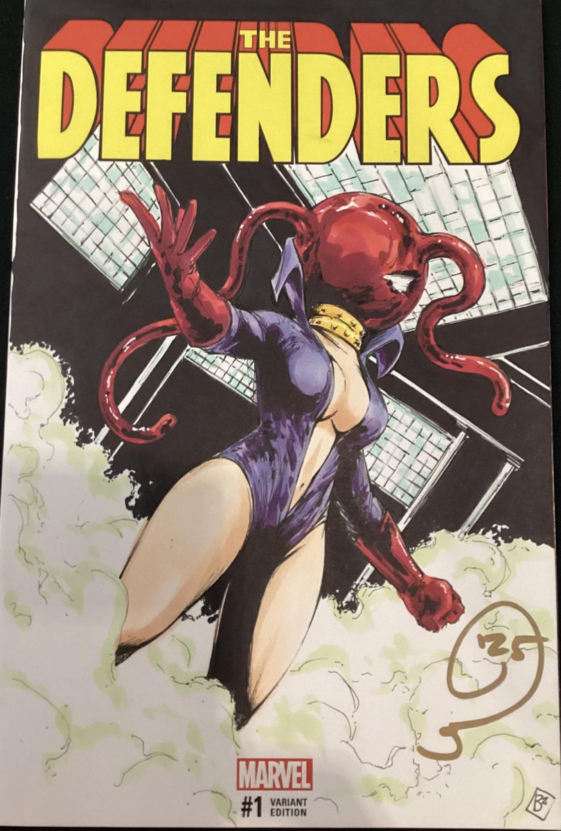 JasPosey's tweet photo. The first of my commissions from @FANEXPOBoston Ruby Thursday sketch cover by Bobby Breed https://t.co/q39tcYFmzY #BobbyBreed #artcommission #sketchcover #RubyThursday #ThursdayRubinstein #Headmen #MarvelComics #comicart #MarvelSupervillains #supervillain #comicsupervillain https://t.co/Kiy3MGeqzg